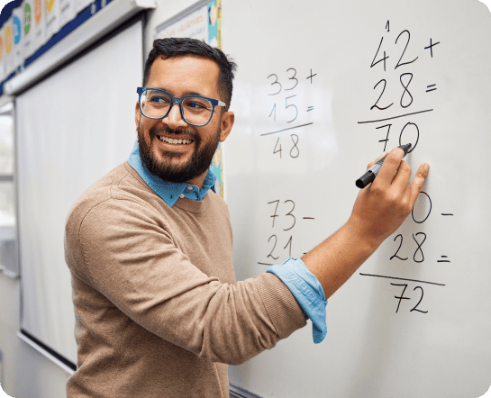 guy pointing at a white board